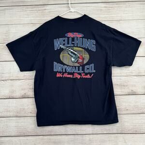 Vintage Y2K Big Dogs Well Hung Drywall Co. Short Sleeve T-Shirt Mens XL Blue